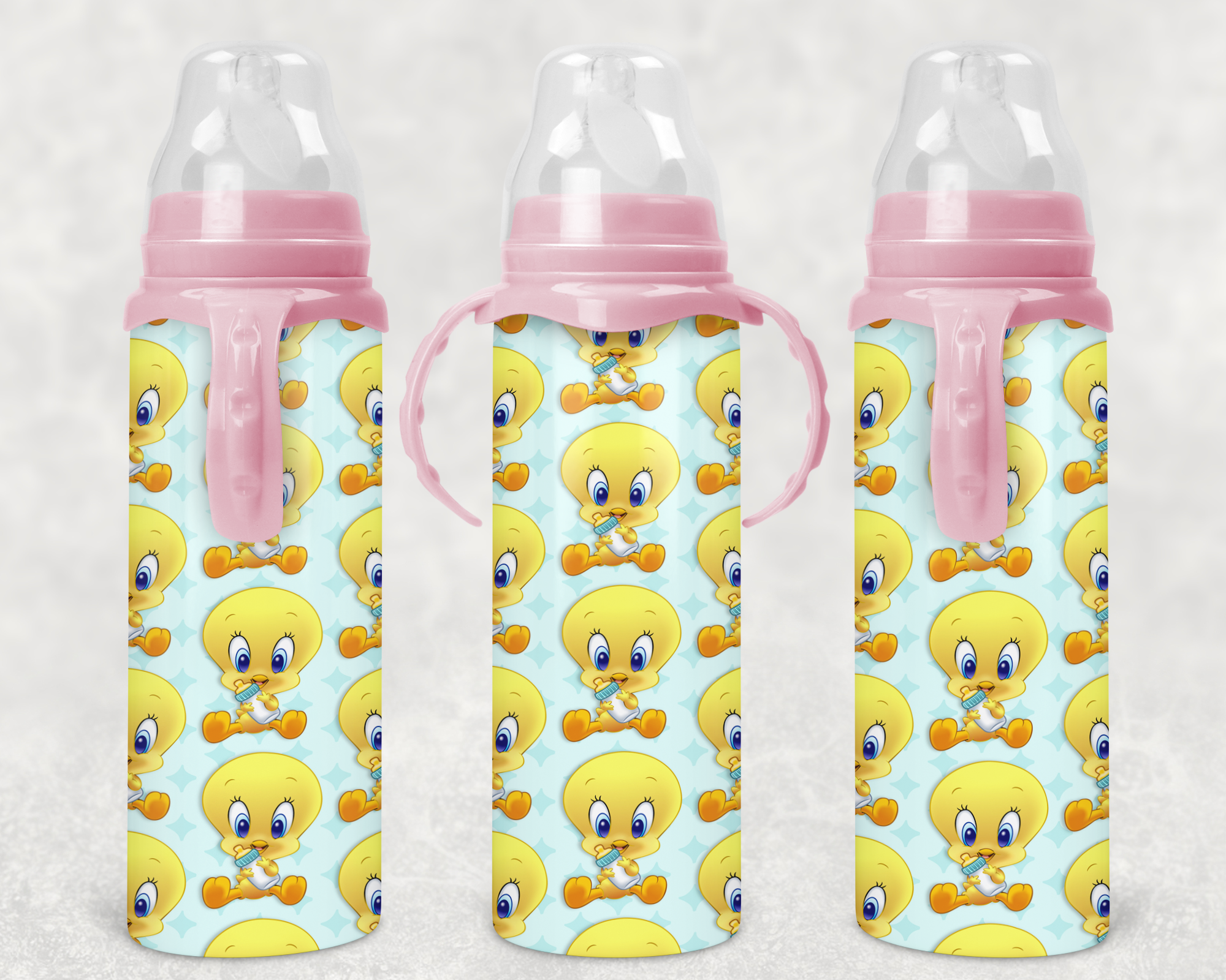 Baby Toons Bird Pattern Baby Bottle Mockup