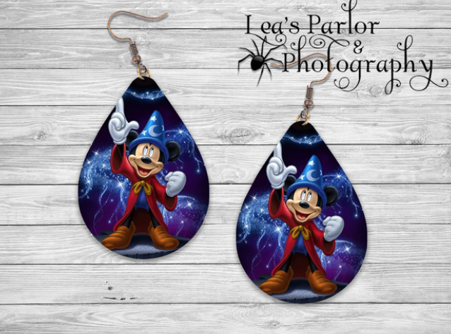 Wizard Mouse Teardrop Earrings Mockup