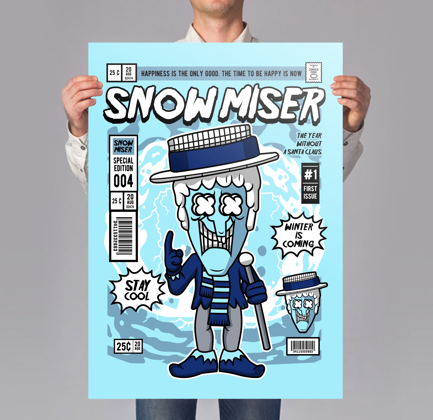 Cold Guy Comic Art Print Mockup