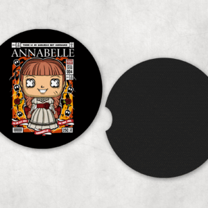 Evil Doll Comic Car Coasters Mockup