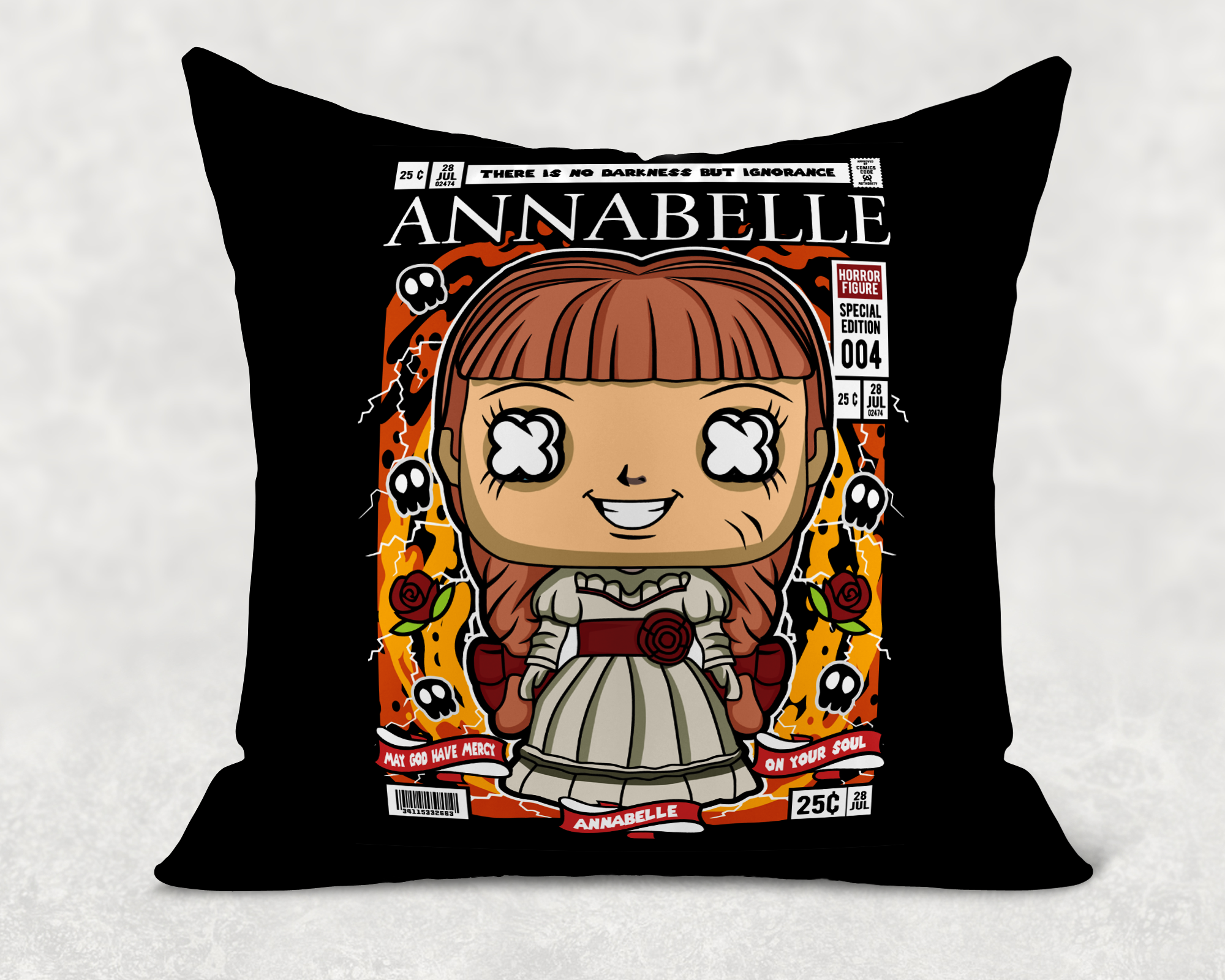 Evil Doll Comic Pillow Mockup