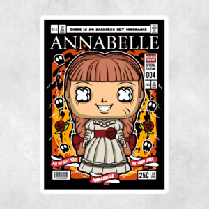 Evil Doll Comic Sticker Mockup