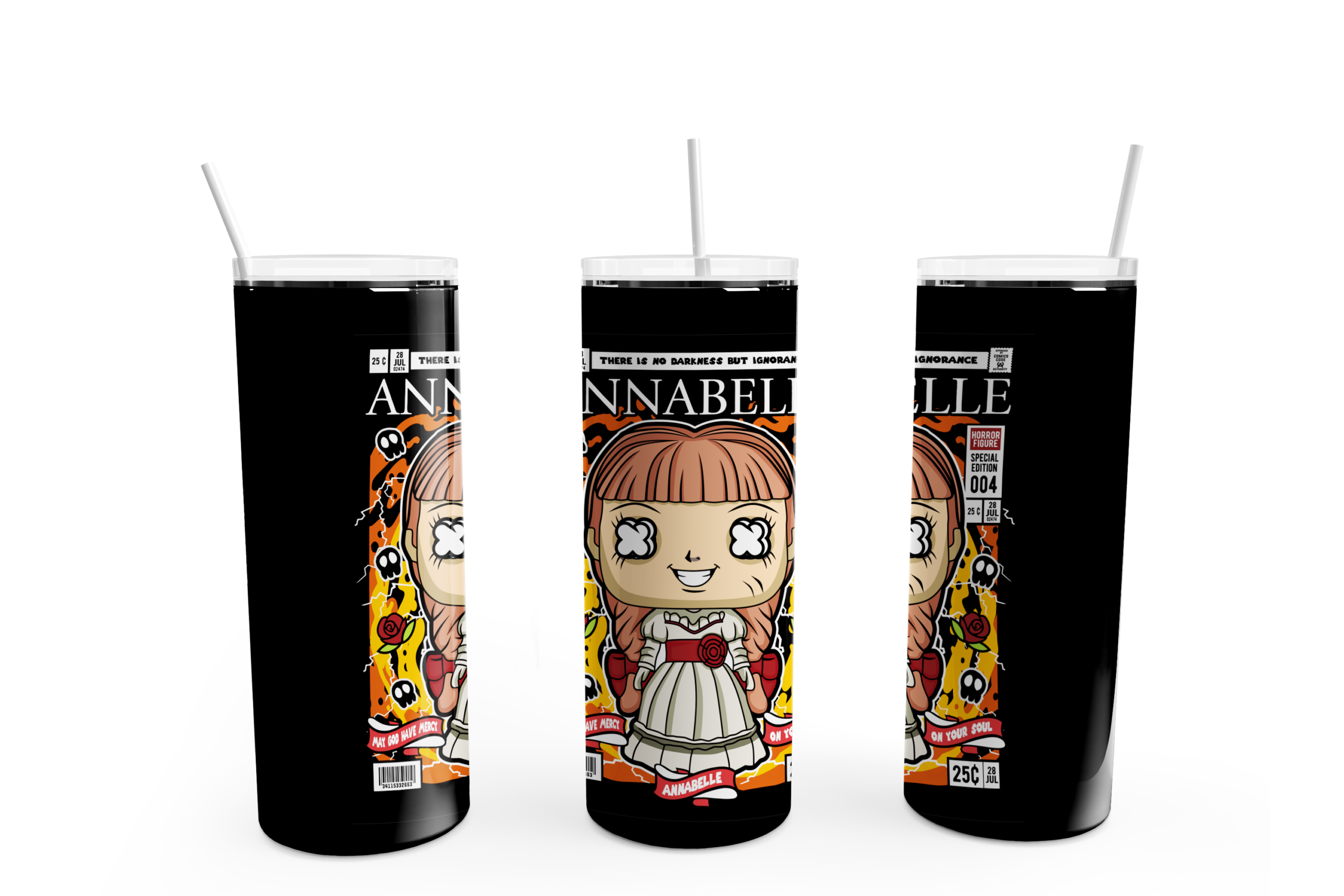 Evil Doll Comic Tumbler Mockup
