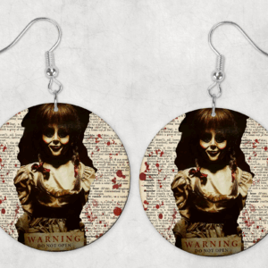 Evil Doll Print Earrings Mockup