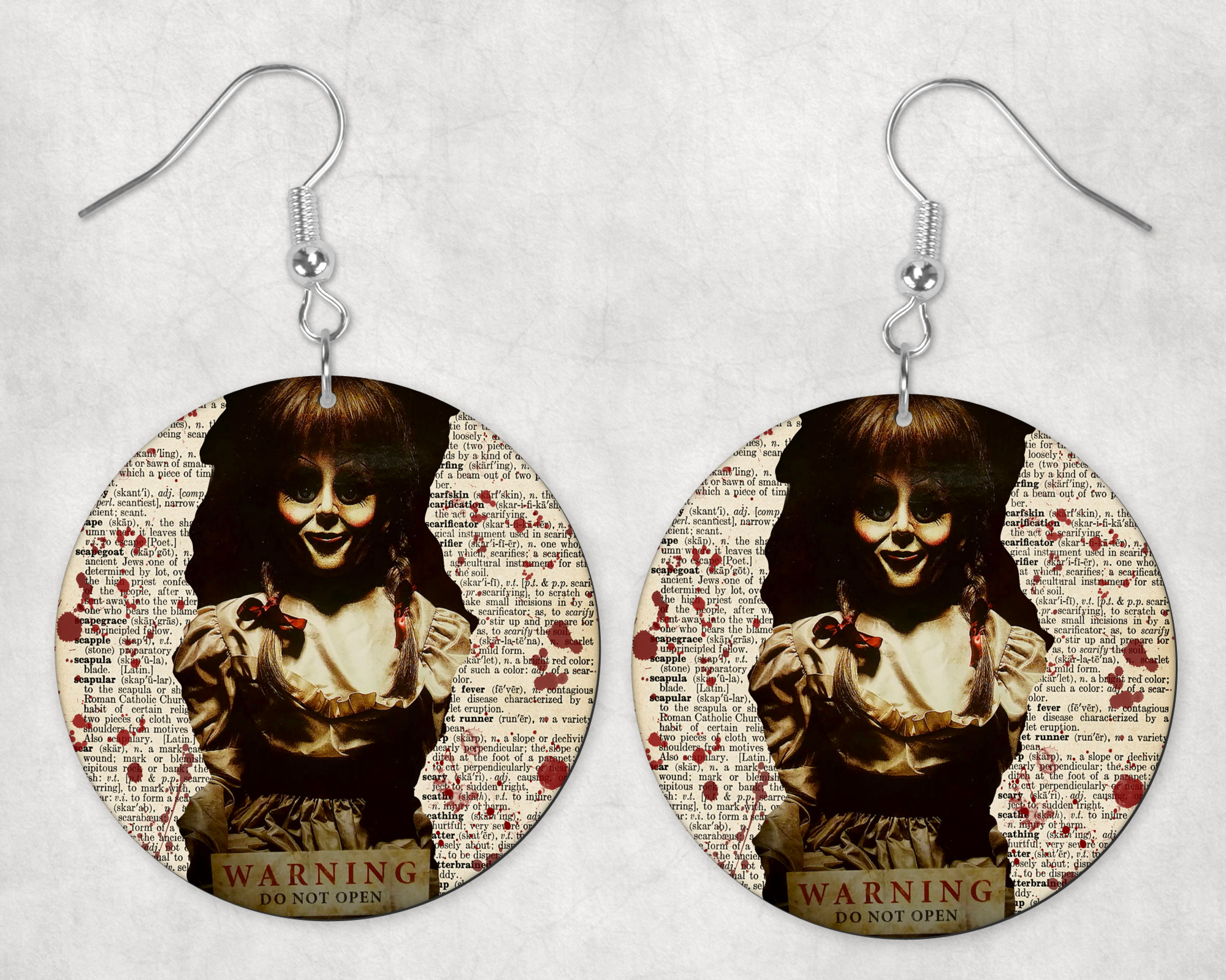 Evil Doll Print Earrings Mockup