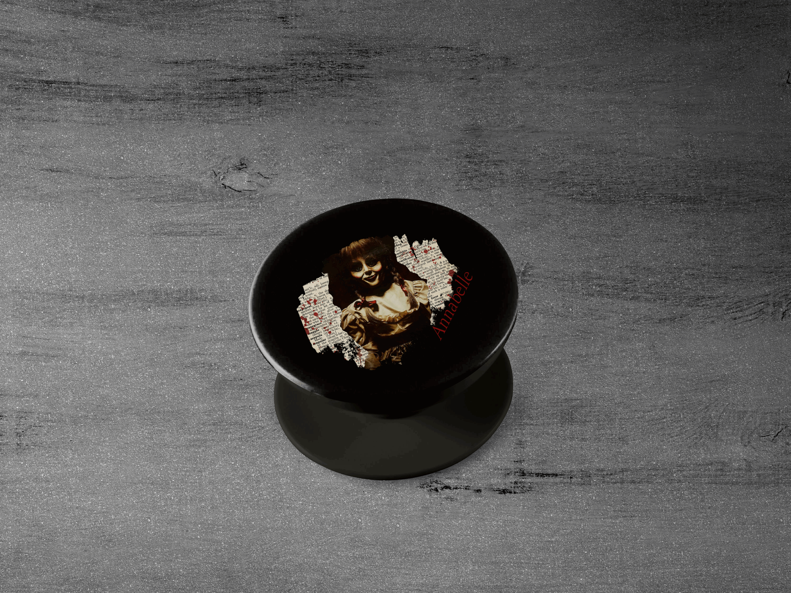 Evil Doll Print Phone Grip Mockup