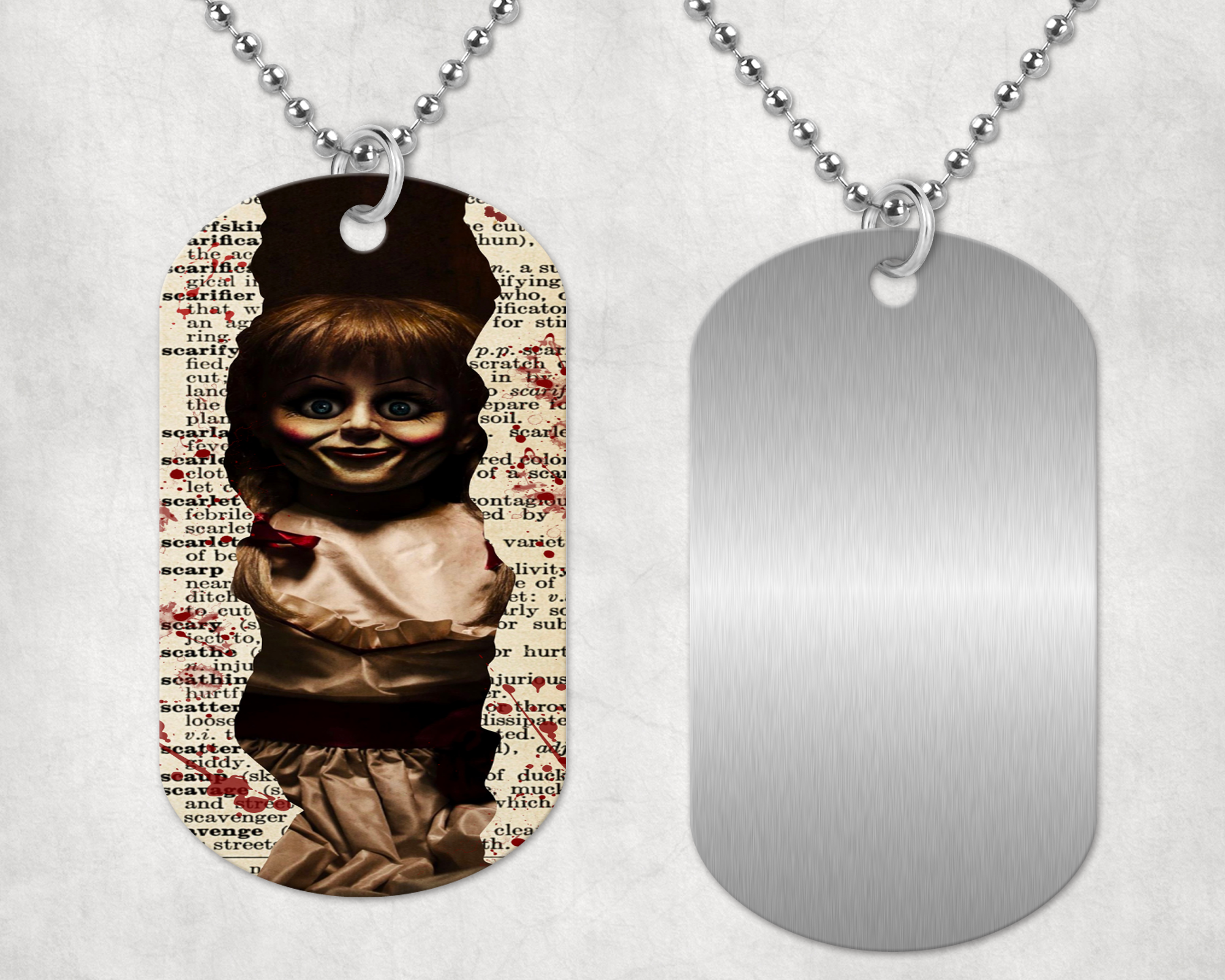 Evil Doll Print Dog Tag