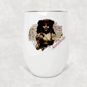 Evil Doll Print Wine Tumbler Mockup