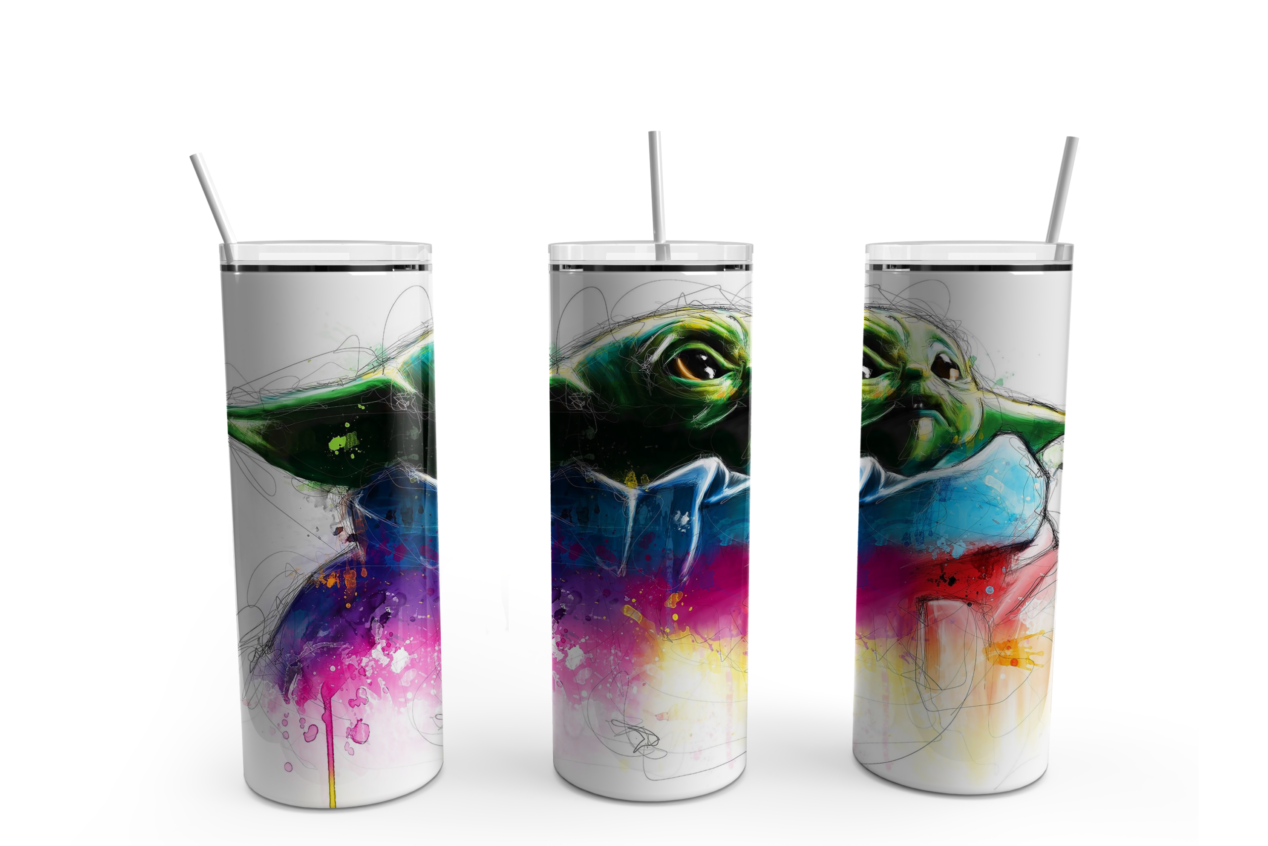 Green Alien Watercolor Tumbler