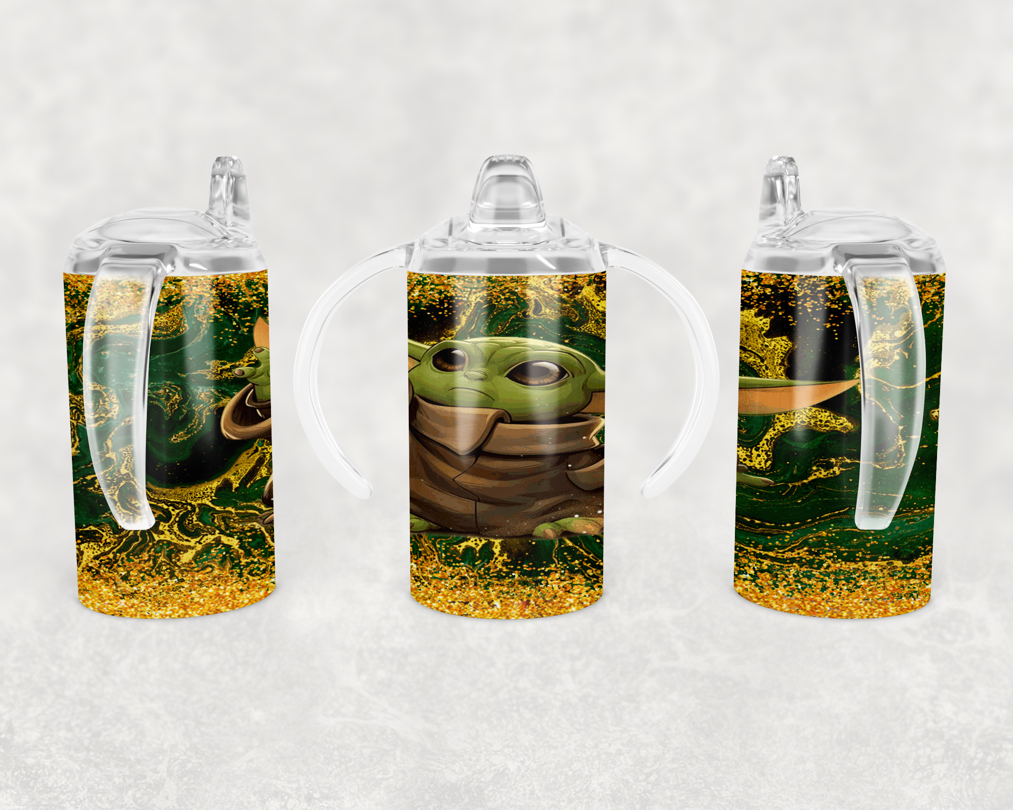 Green Alien Glitter Swirl Sippy Cup