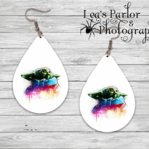 Green Alien Watercolor Earrings