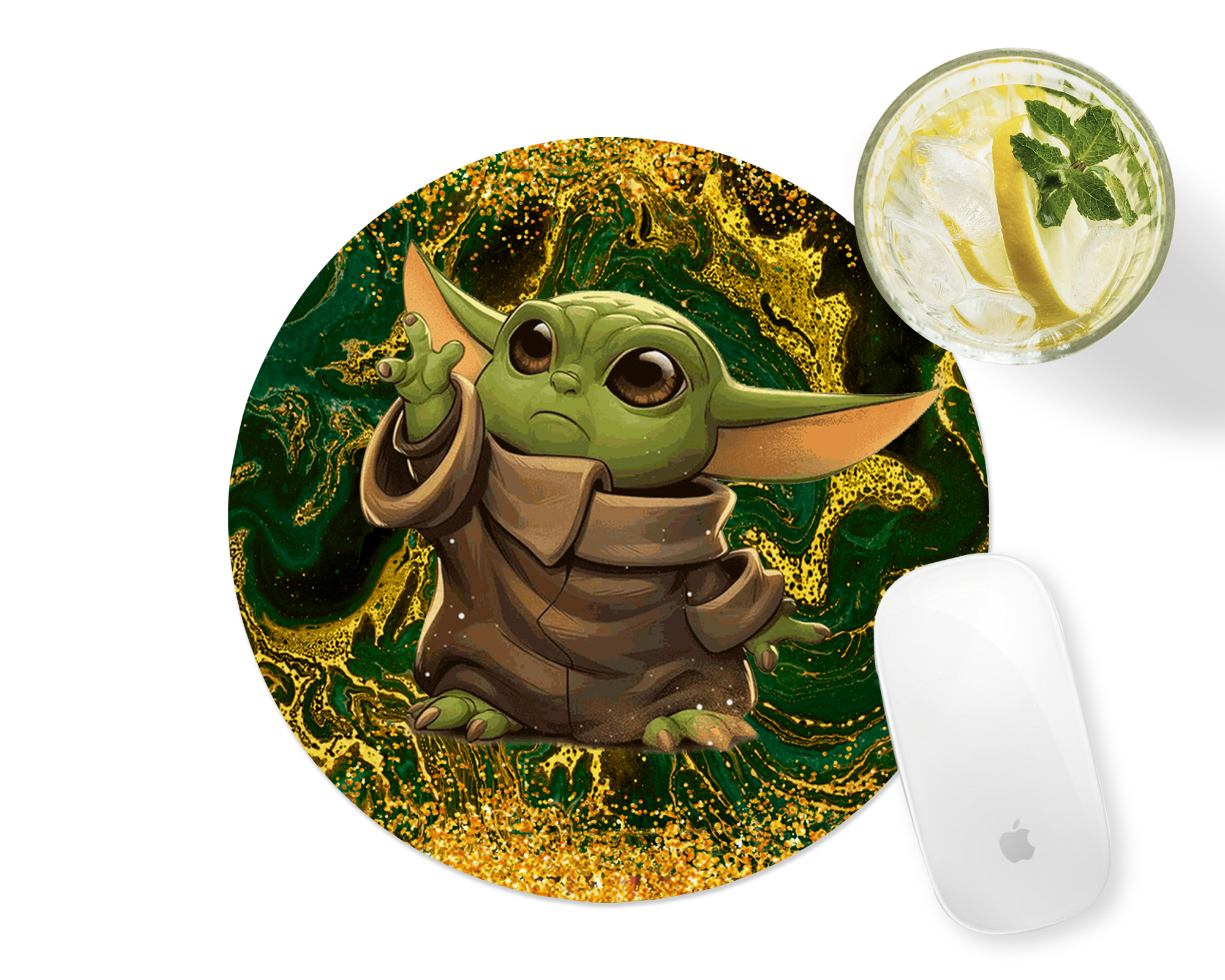 Green Alien Glitter Swirl Mousepad