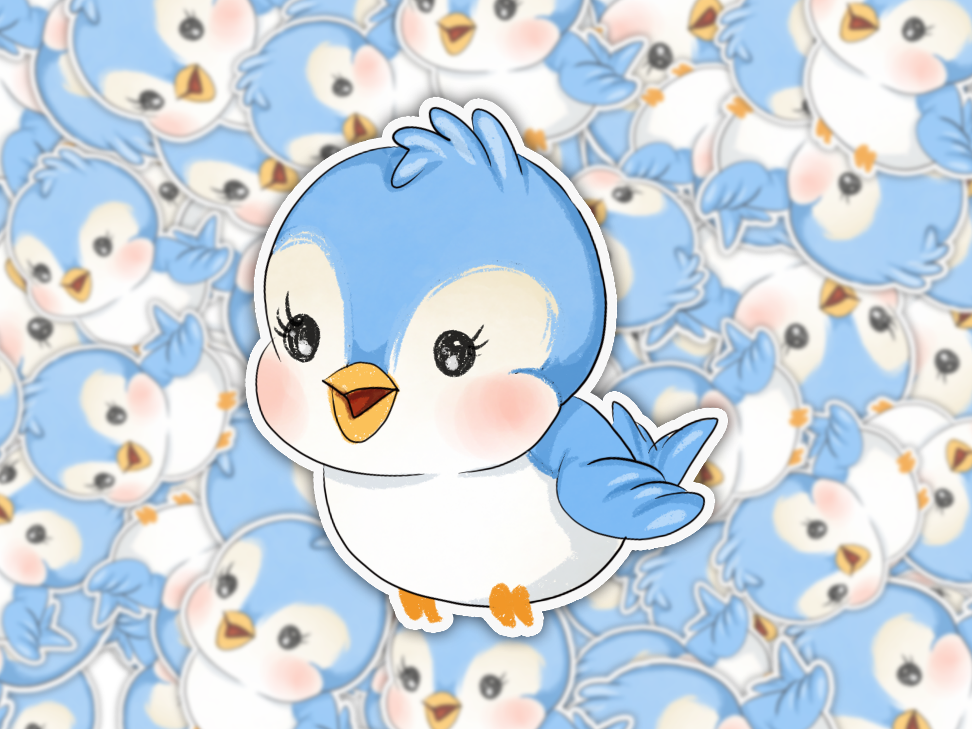 Blue Bird Sticker Mockup