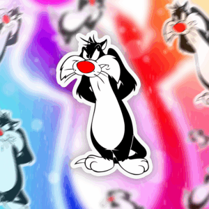 Sly Cat Sticker Mockup