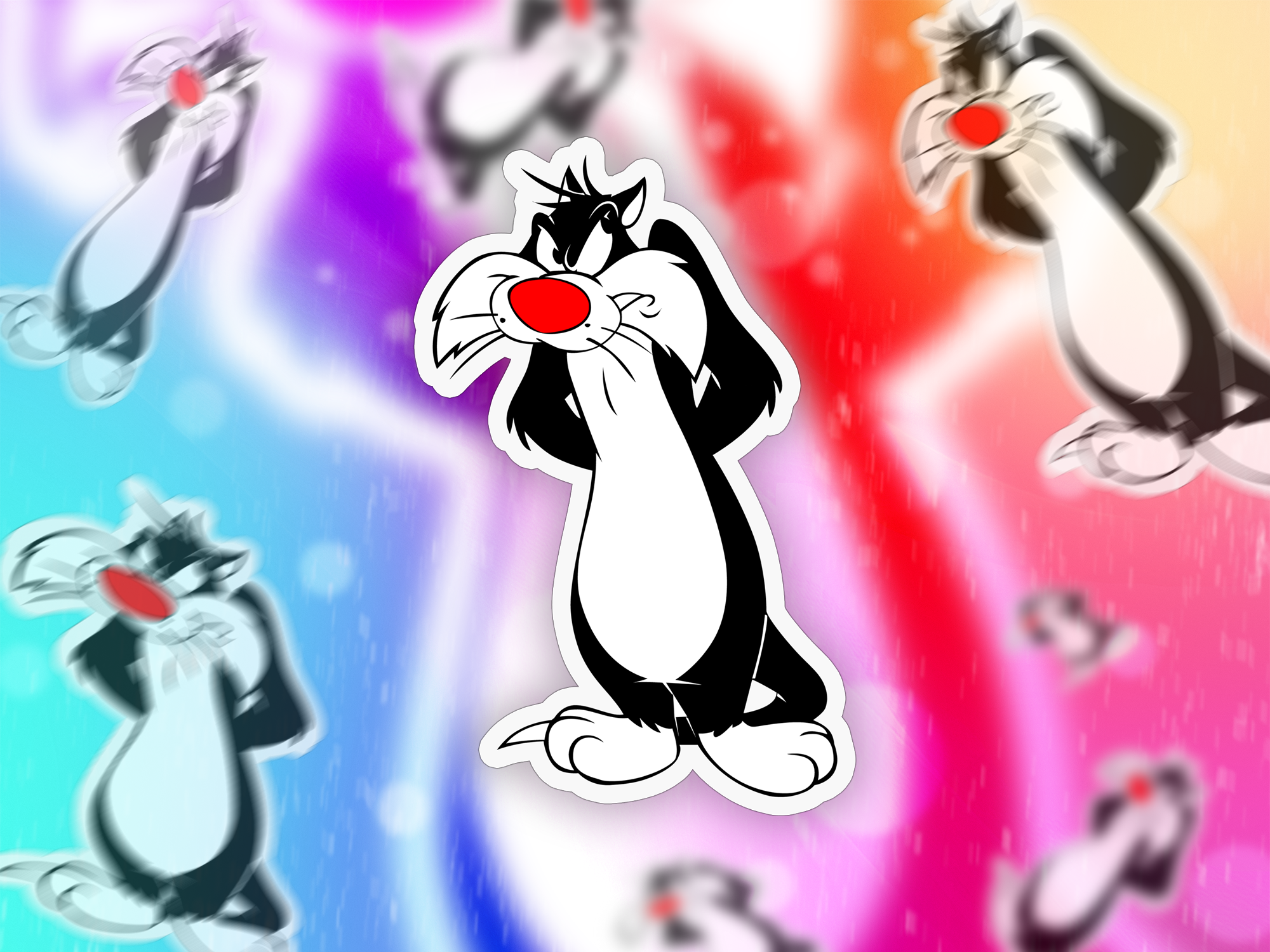 Sly Cat Sticker Mockup