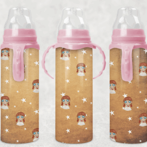 Cute Evil Doll Pattern Baby Bottle Mockup
