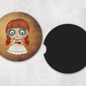 Cute Evil Doll Car Coasters Mockup
