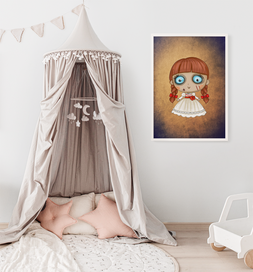 Cute Evil Doll Art Print Mockup