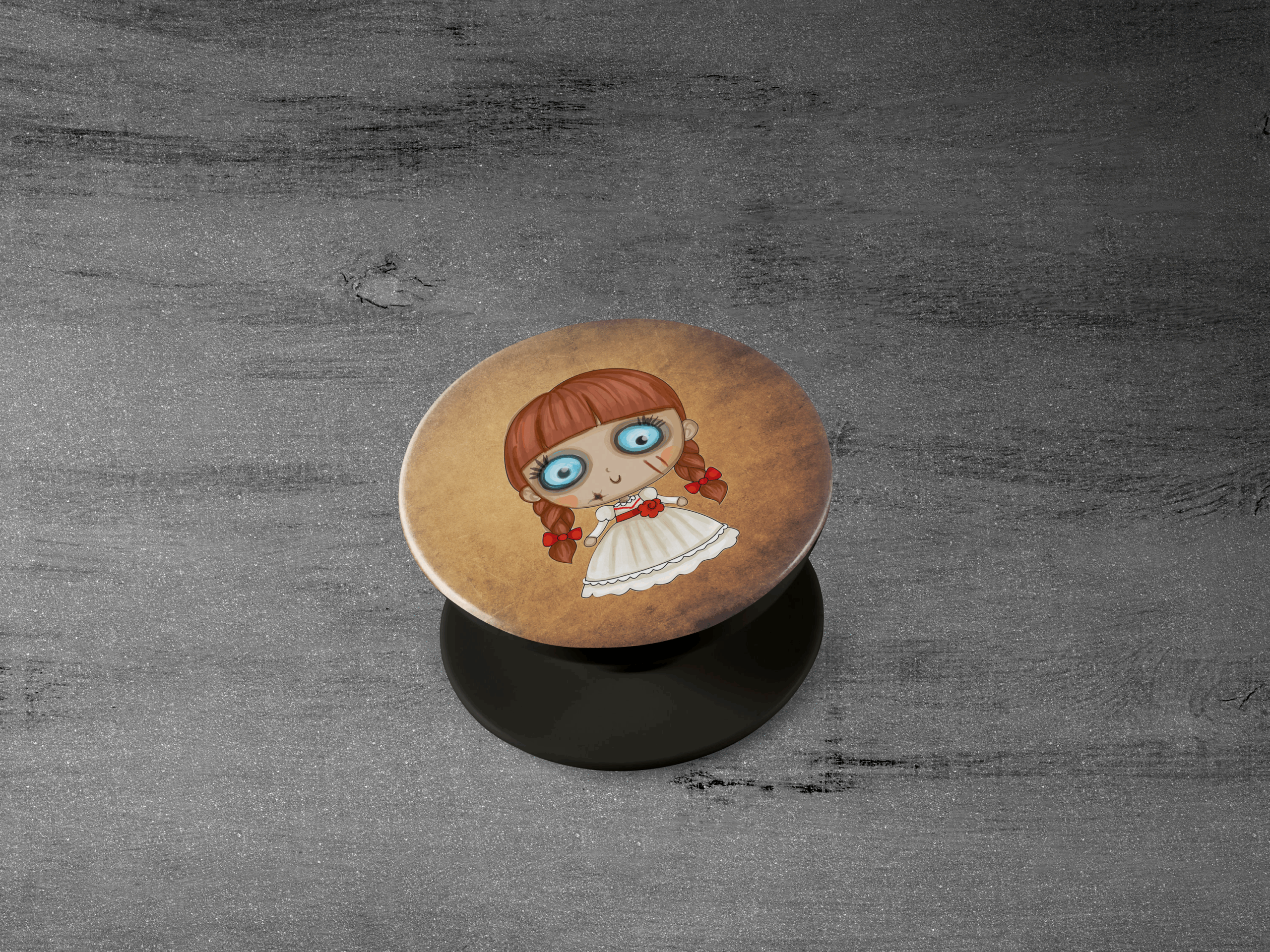 Cute Evil Doll Phone Grip Mockup