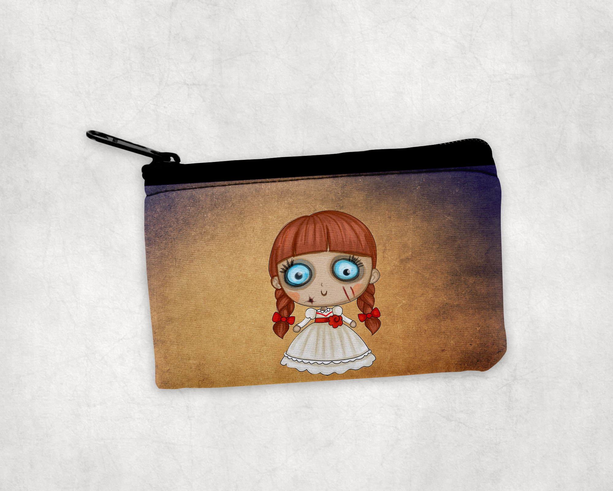 Cute Evil Doll Zipper Pouch Mockup