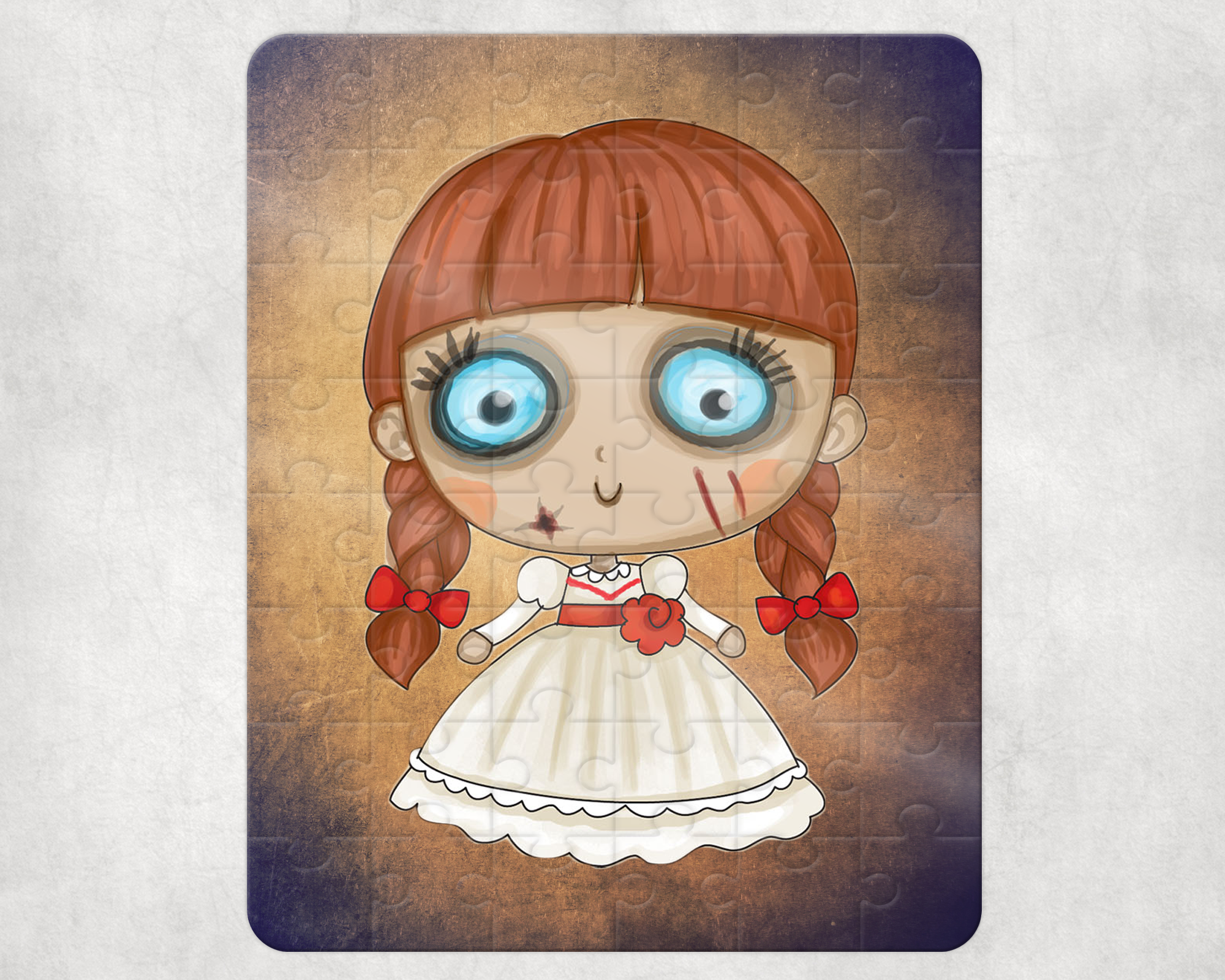 Cute Evil Doll Puzzle Mockup
