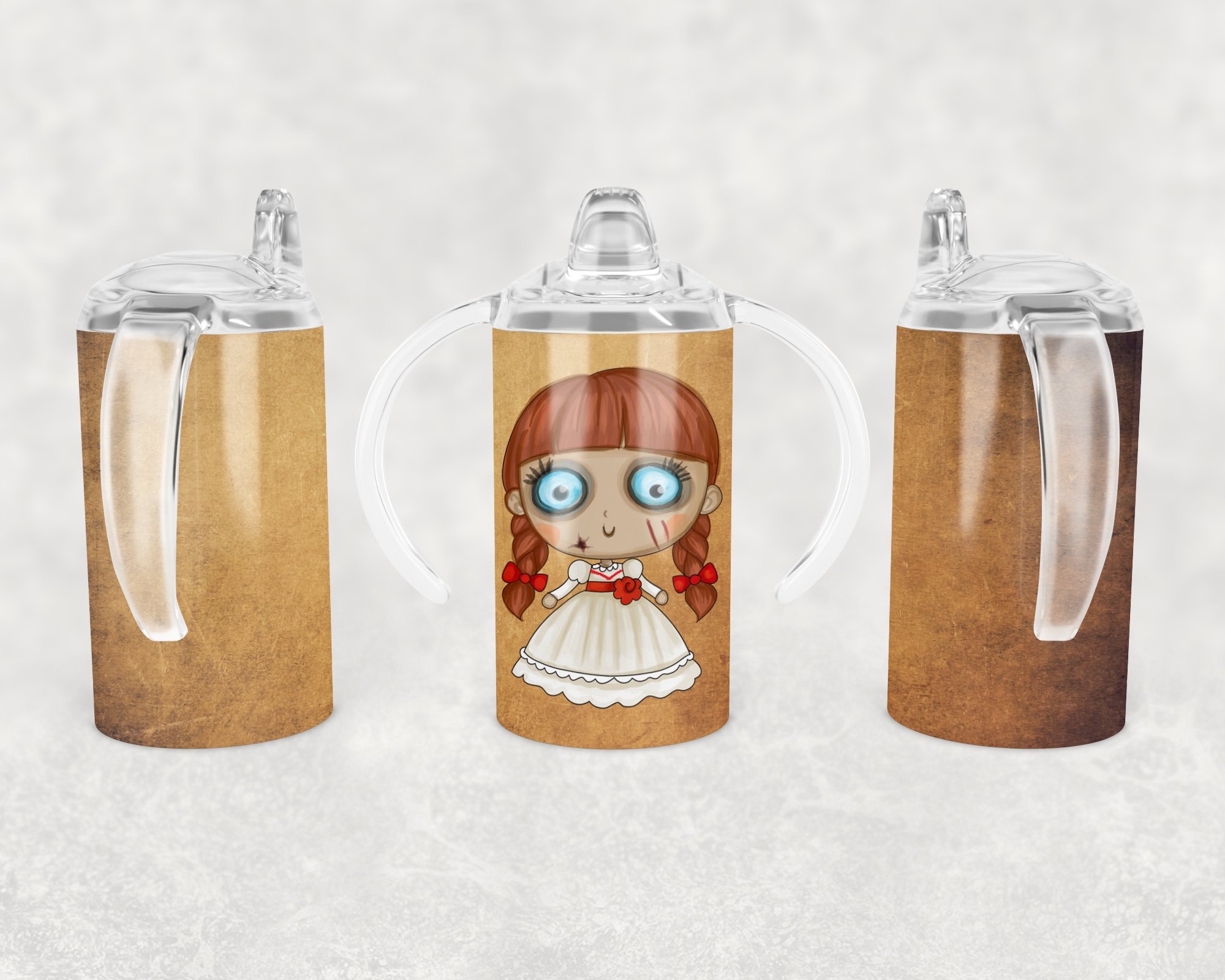 Cute Evil Doll Sippy Cup Mockup