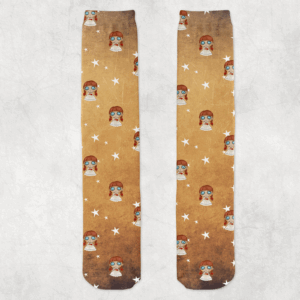 Cute Evil Doll Pattern Socks Mockup