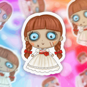 Cute Evil Doll Sticker Mockup