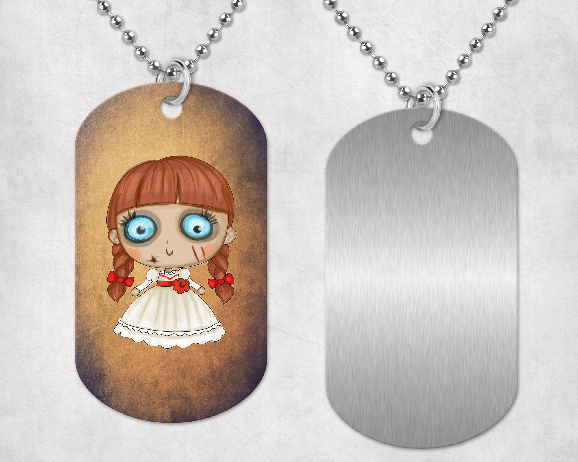 Cute Evil Doll Dog Tag Mockup