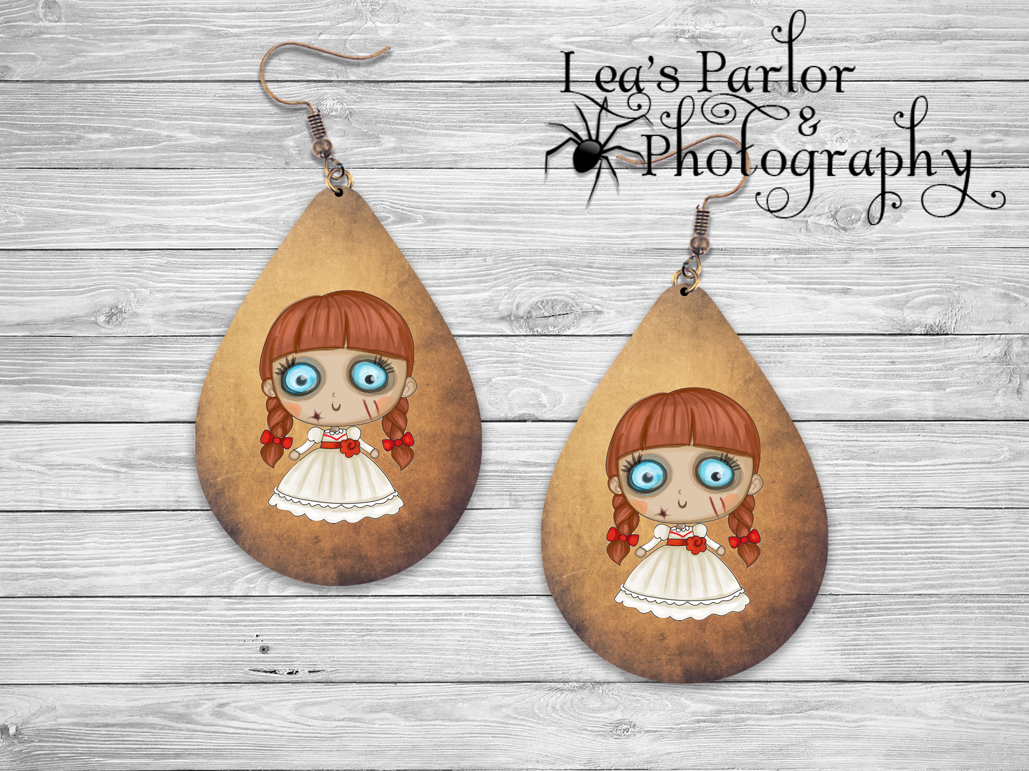 Cute Evil Doll Earrings Mockup
