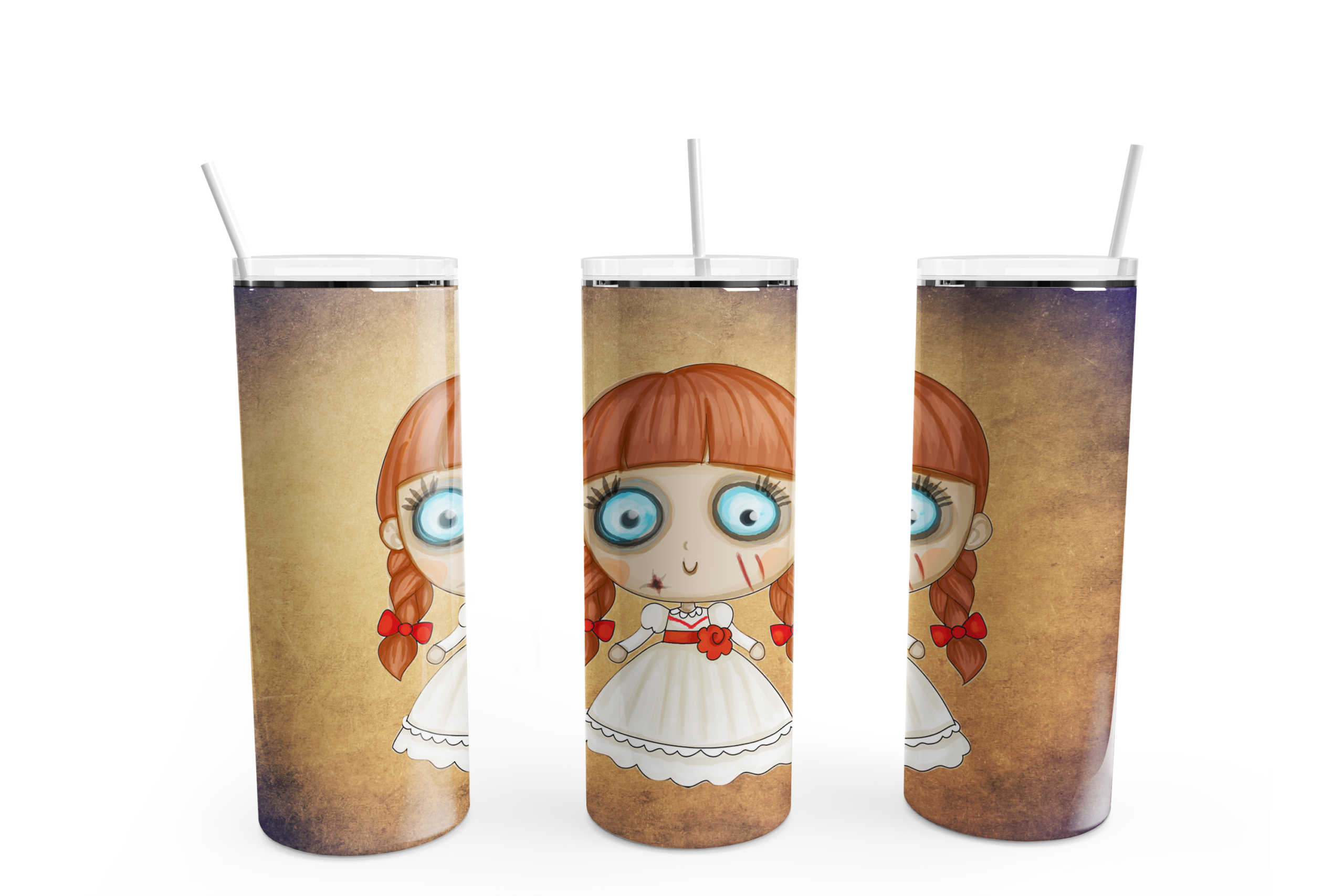 Cute Evil Doll Tumbler Mockup