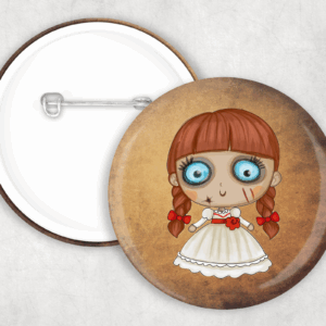 Cute Evil Doll Button Mockup
