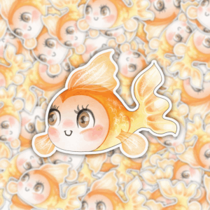 Goldfish Sticker Mockup