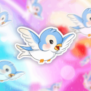 Flying Blue Bird Sticker Mockup