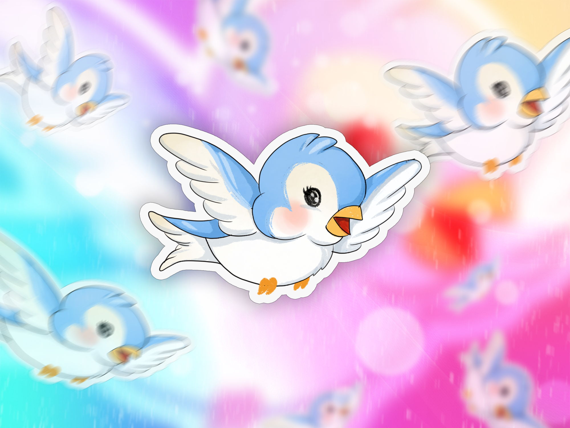 Flying Blue Bird Sticker Mockup