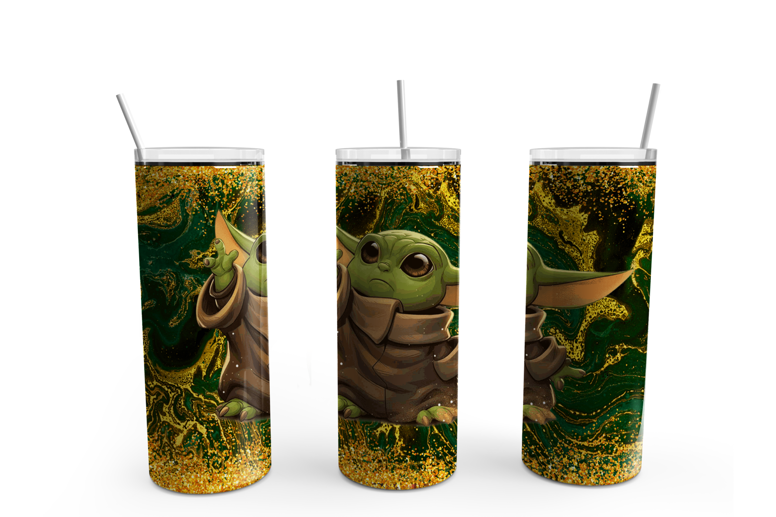 Green Alien Glitter Swirl Tumbler