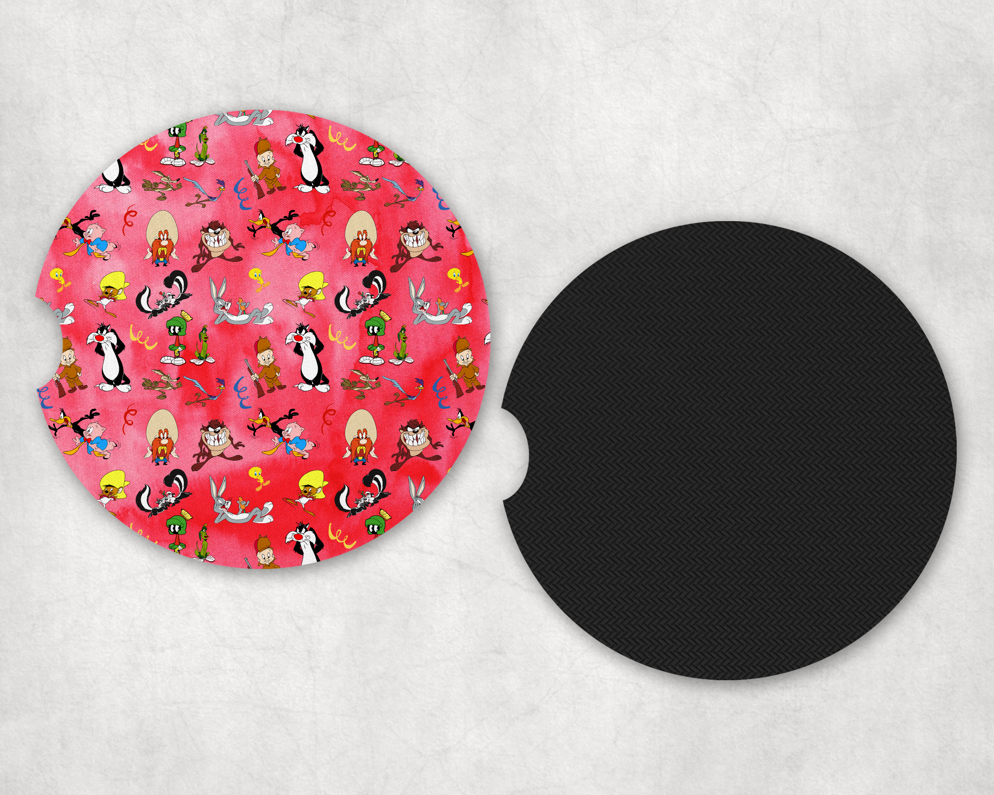 Toon Bunch Pattern Car Coasters Mockup