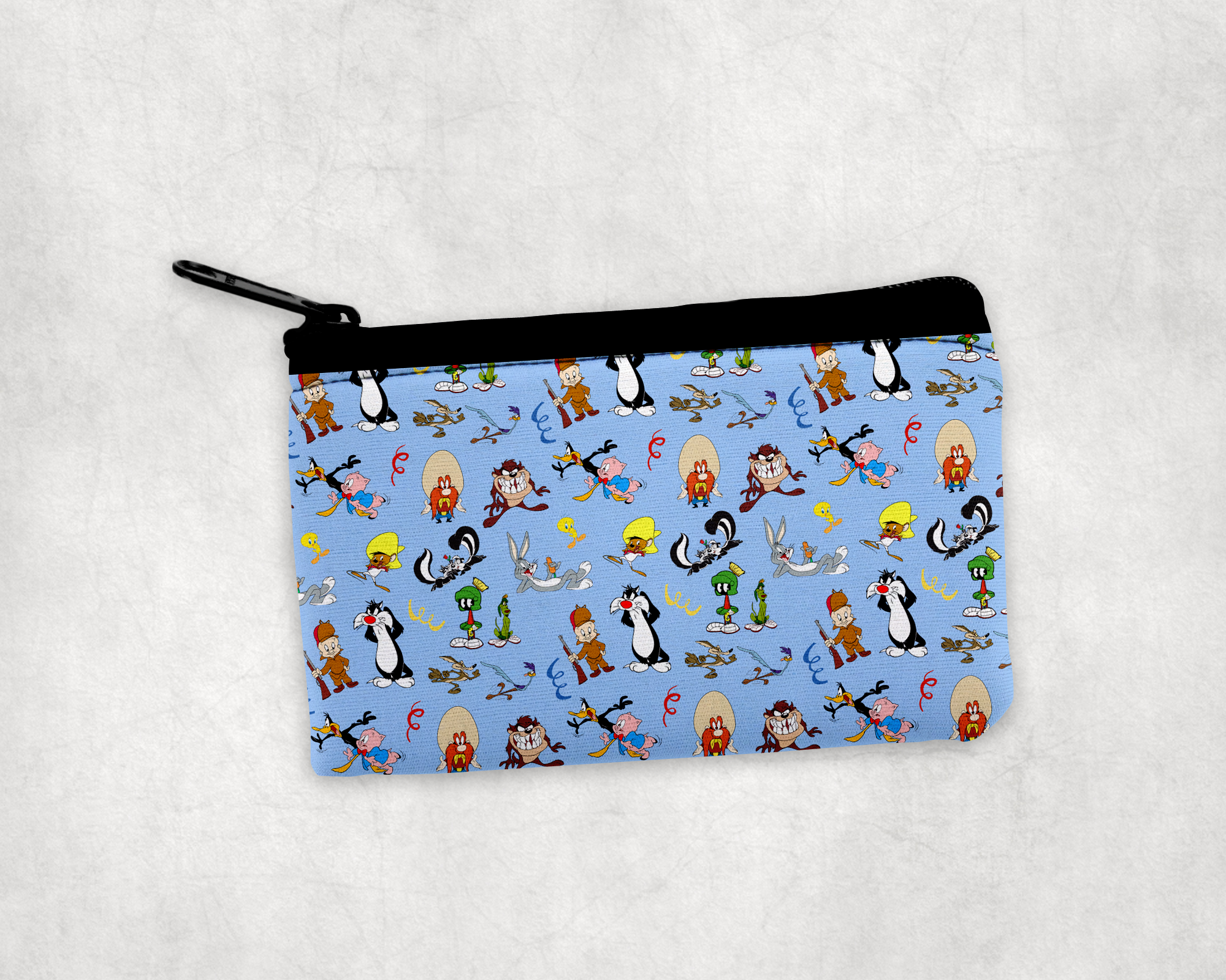 Toon Bunch Pattern Zipper Pouch Mockup