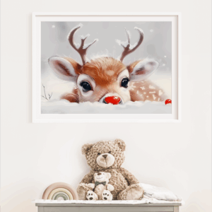 Baby Red-Nosed Reindeer Art Print Mockup