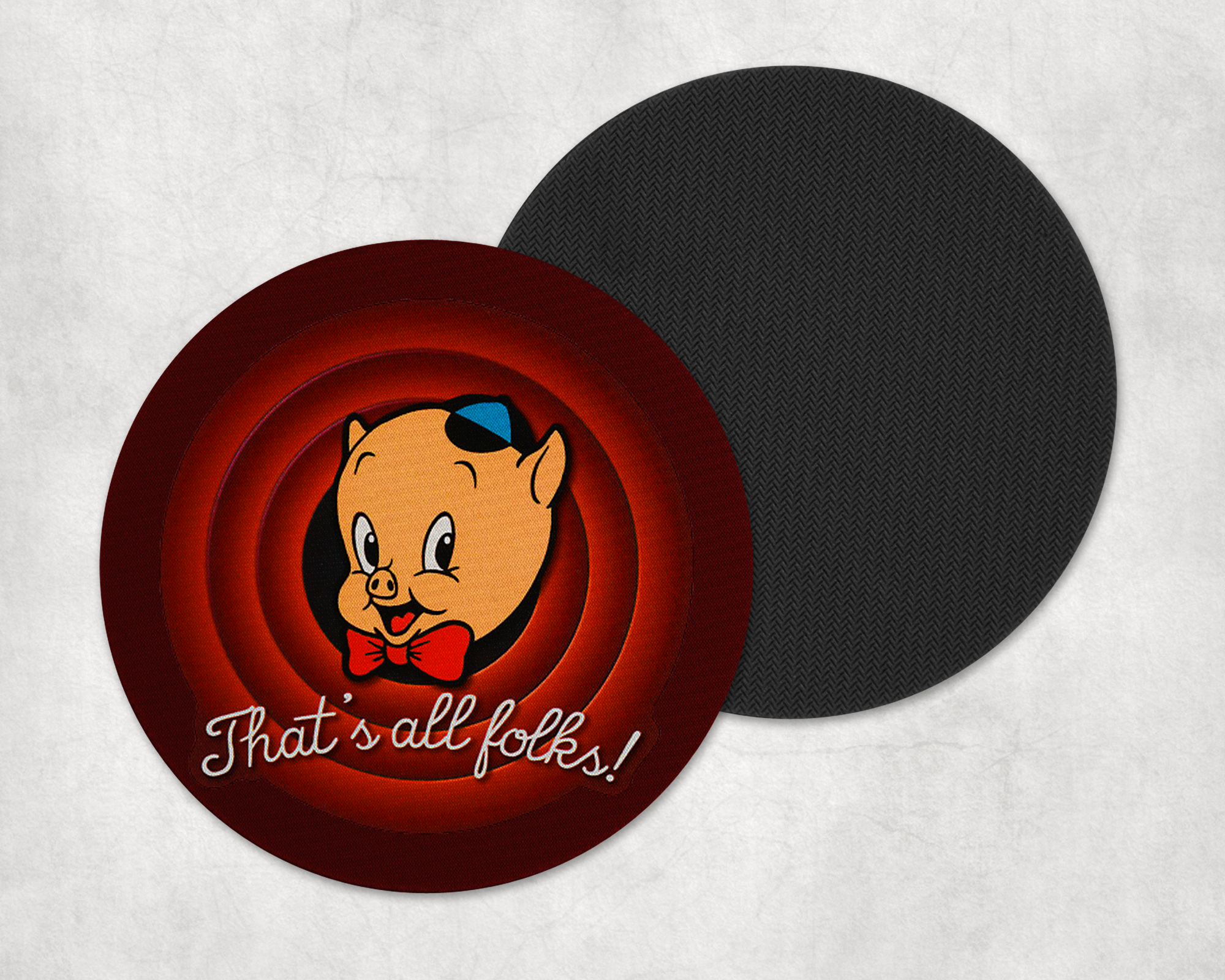 That's All Folks Coasters Mockup