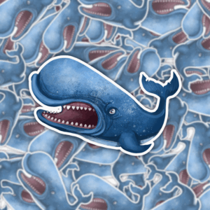 Angry Whale Sticker Mockup