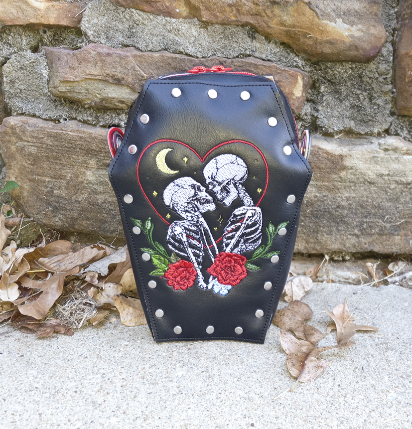 Skeletal Love Rivet Coffin Bag
