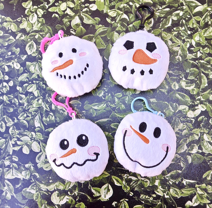 Snowman Head Plush Key Fob