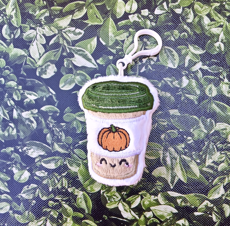 Pumpkin Spice Coffee Plush Key Fob