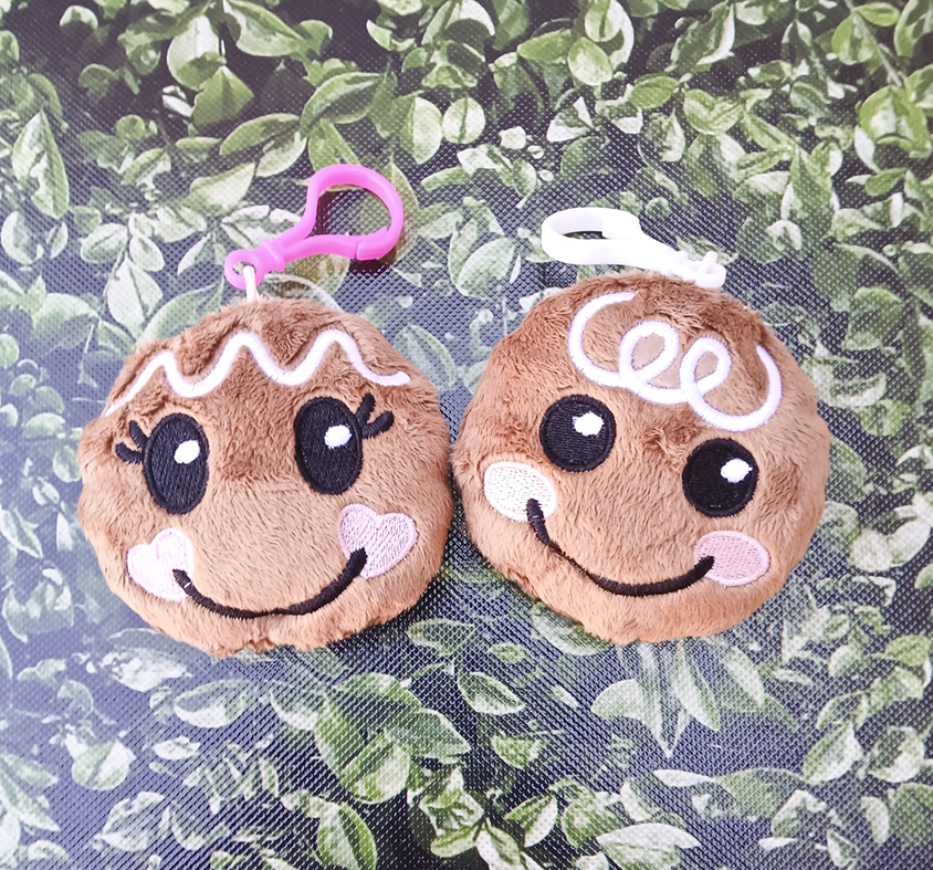 Gingerbread Head Plush Key Fob