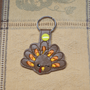 Turkey Head & Feathers Key Fob