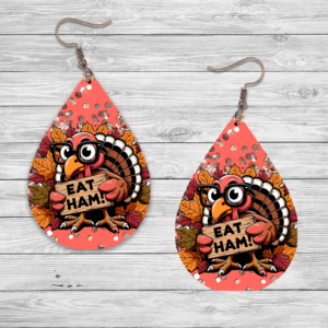 Eat Ham Teardrop Earrings Mockup
