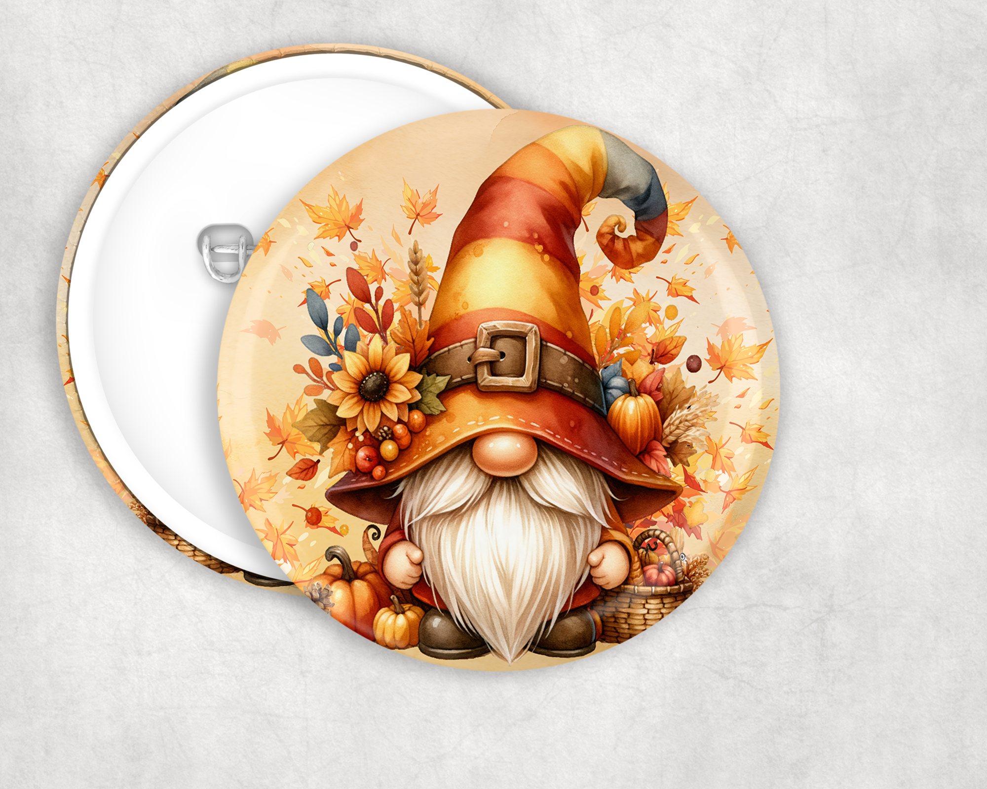 Fall Gnome Button Mockup