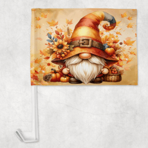 Fall Gnome Car Flag Mockup