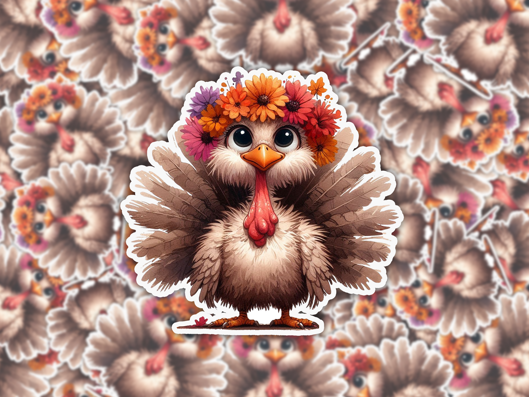 Floral Turkey Sticker